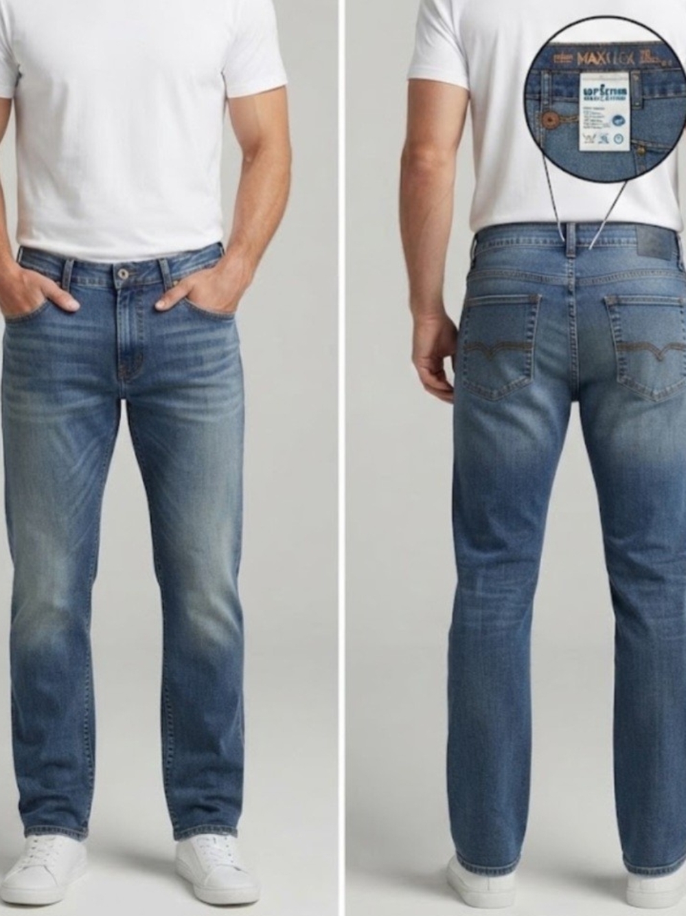 Urban Pipeline Maxflex Regular Fit Straight Jeans in Blue 38×32 Stretch Denim